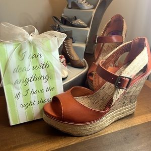 Orange Wedge Sandals